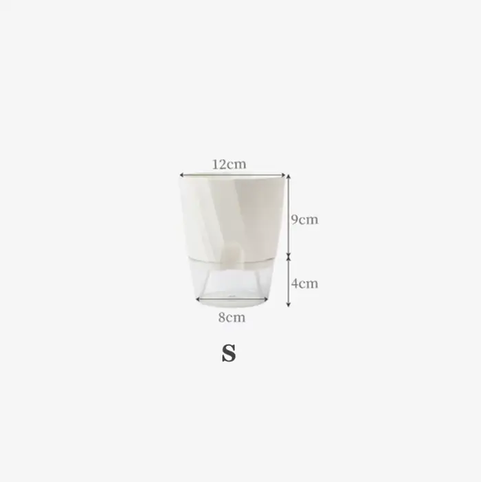 Pot de fleur hydroponique paresseux, Pot de fleurs automatique absorbant l'eau, Transparent, Double 