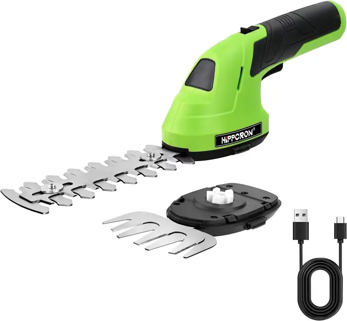 Hippcron Tondeuse à Haies Électrique 2-en-1 Sans Fil Portative avec Batterie Lithium-Ion Rechargeabl