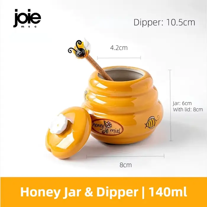 Joie pot de stockage de miel en céramique 150ml et pot de miel Dipper avec couvercle barre d'agitati