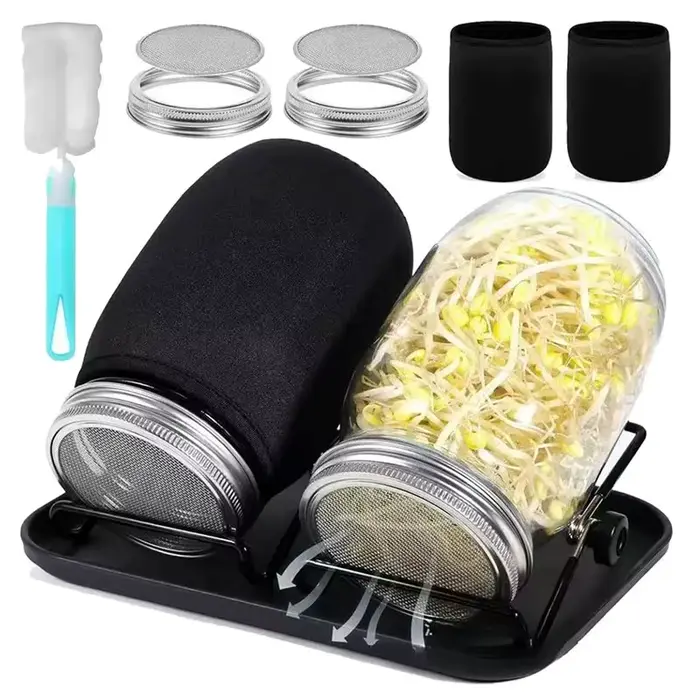 Kit de culture BSEVB avec écran en maille, kit de germination de graines de micro-légumes, 2 bocaux 