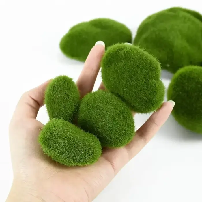 Fausse plante verte artificielle pour décoration de pot de fleur, pierre de mousse de simulation, bo