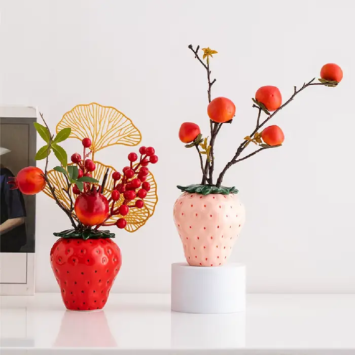 Pot de jardinière en forme de fraise d'inspiration Vintage