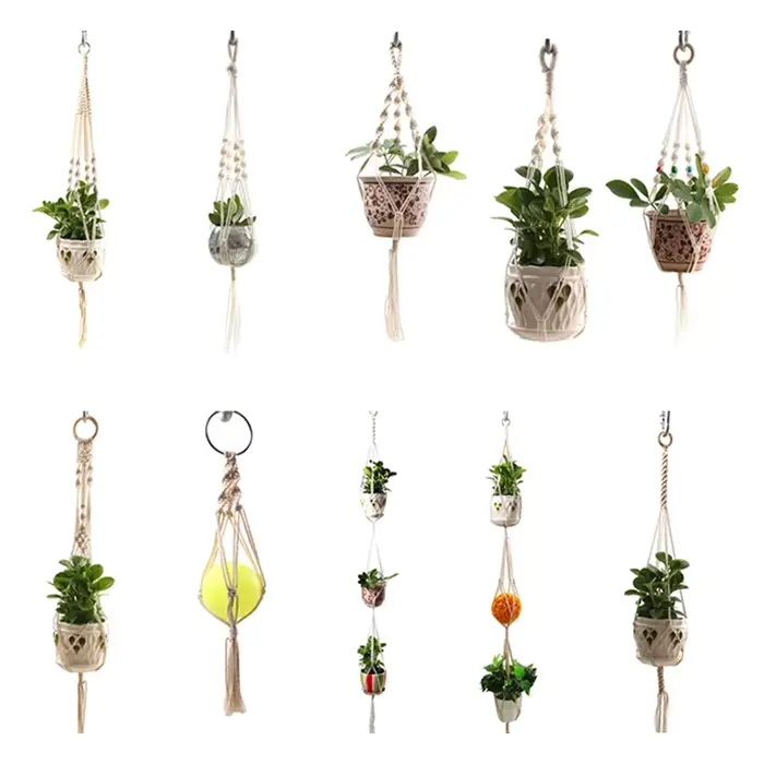 Porte-pot en macramé pour plantes, ULtressée en jute, panier artisanal