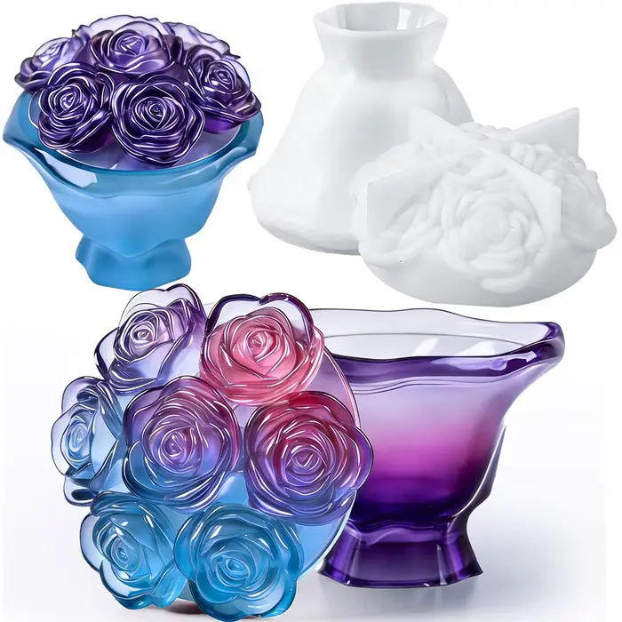 1 jeu de moules pour pots de roses à main avec LIDS
