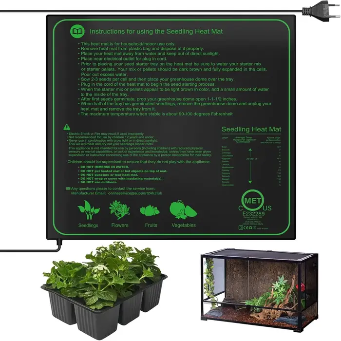 Tapis chauffant pour semis 10/25/50CM, pour plantes d'intérieur, germination, propagation, tapis de 