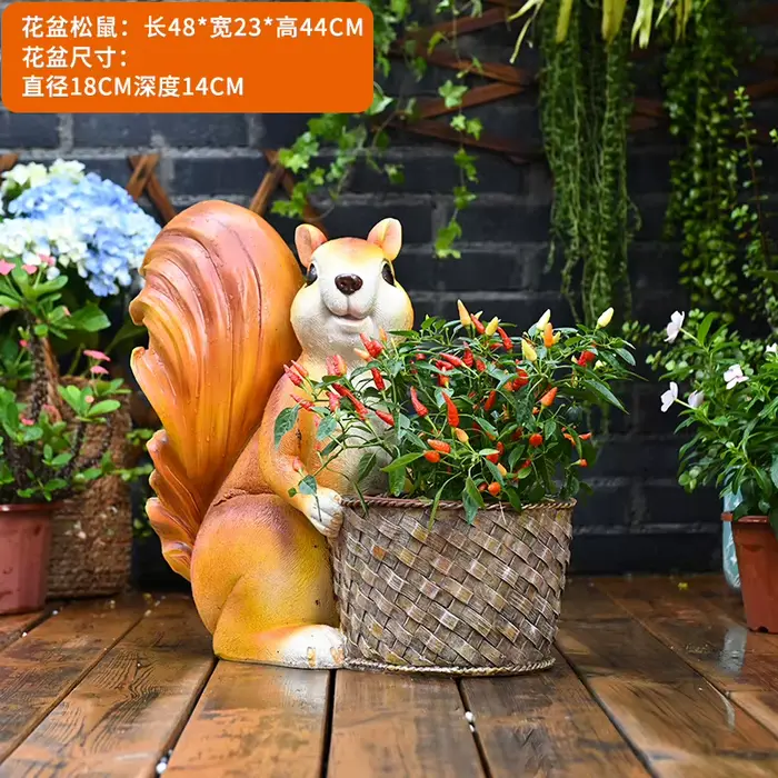 Jardinière d'écureuil de jardin extérieur, Pot de fleur d'animal réaliste, décoration de paysage pou