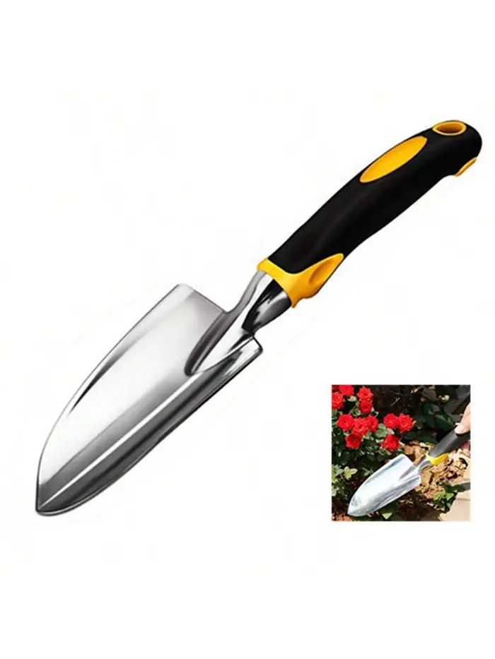 1pc/ Pelle de jardinage en acier inoxydable avec poignée antidérapante en caoutchouc pour la plantation