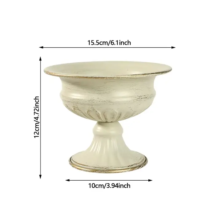 Pot de fleurs vintage en métal blanc, urne polyvalente, vase décoratif pour mariage, fête, anniversa