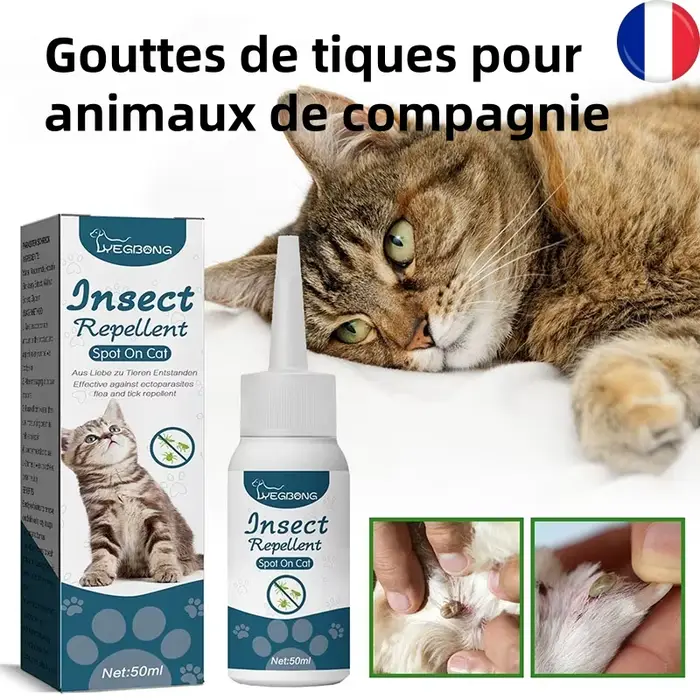 Agent anti-tiques anti-puces pour animaux de compagnie,élimination des acariens,anti-insectes pour c