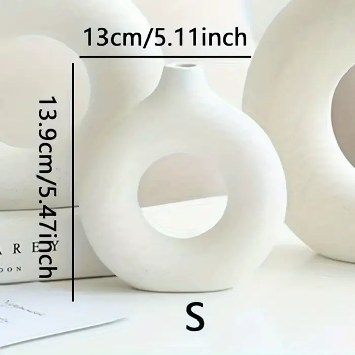 1pc, Vases de Vase en céramique blanc/Beige pour la décoration, Vase de décoration moderne pour la m