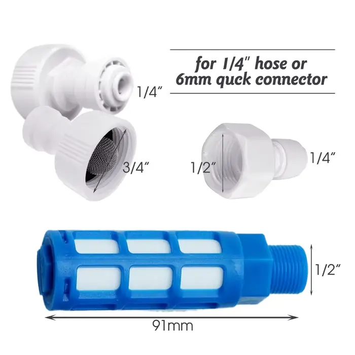Connecteur rapide de Tube PE blanc de 6mm, raccords à dégagement rapide de 1/4 pouces pour purificat