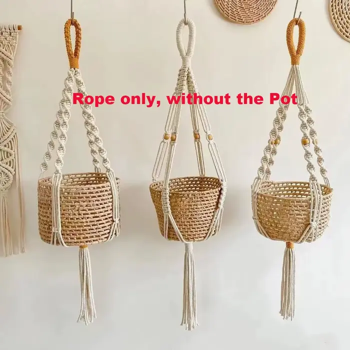 Cintre pour plantes en macramé, panier de jardinière suspendu d'intérieur, corde en coton tissée, Po