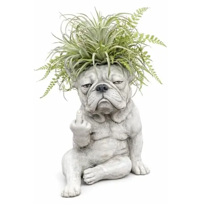 Pot de fleurs en résine Bouledogue Français, pots de jardin amusants Bouledogue Français, créatifs e
