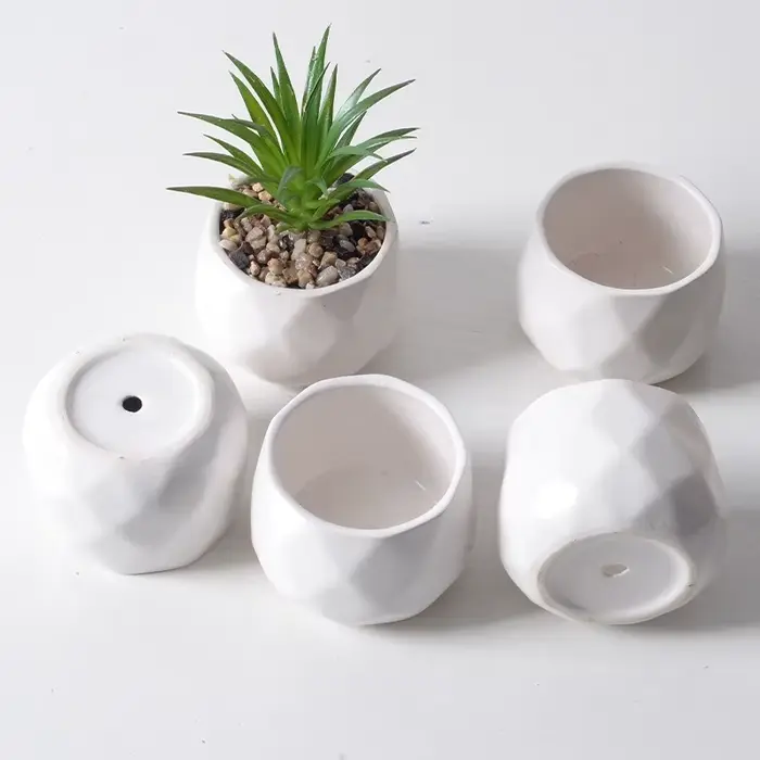 Pot de fleurs créatif en céramique, 6 pièces, conteneur de plantes succulentes simples, jardinières vertes, petits Pots de bonsaï, décoration de la maison