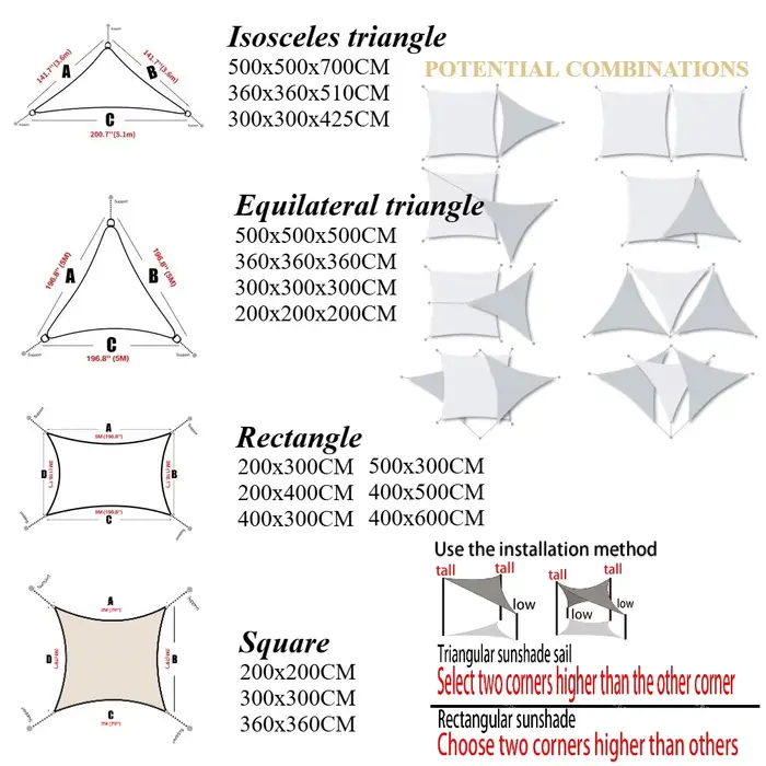 Voile d'ombrage beige, imperméable, pour jardin extérieur, Patio, fête, bloc UV 98%, auvent de prote