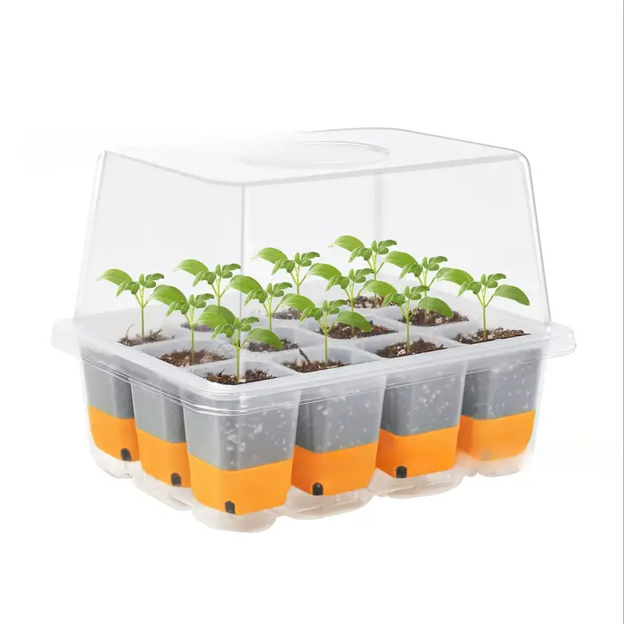 Plateau de semis en silicone avec couvercles, réutilisable, flexible, kit de germination pour semis,