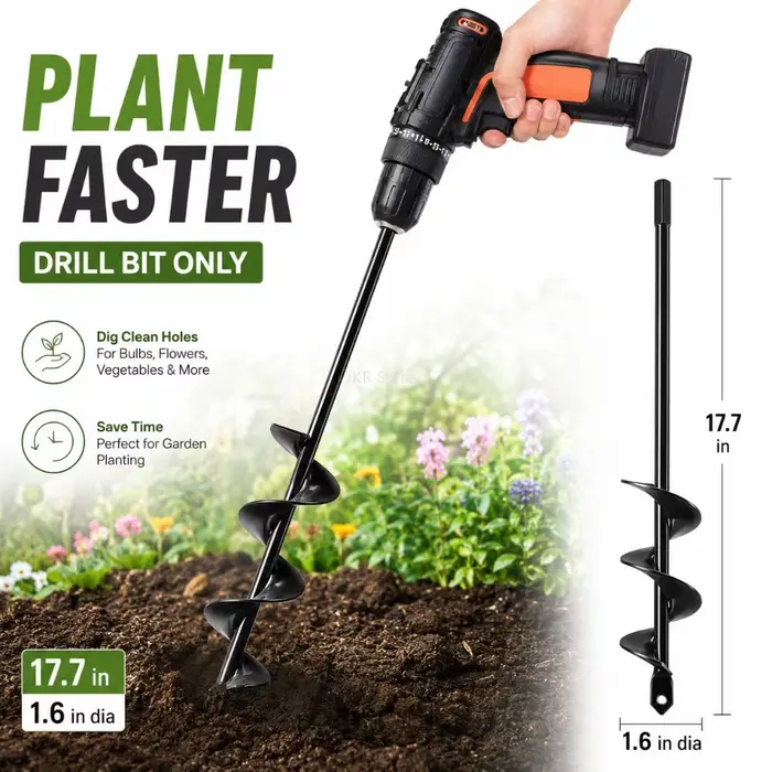 Tarière spirale manuelle ou électrique pour jardinage