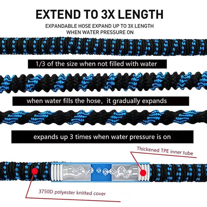 Tuyau d'arrosage extensible avec buse haute pression
