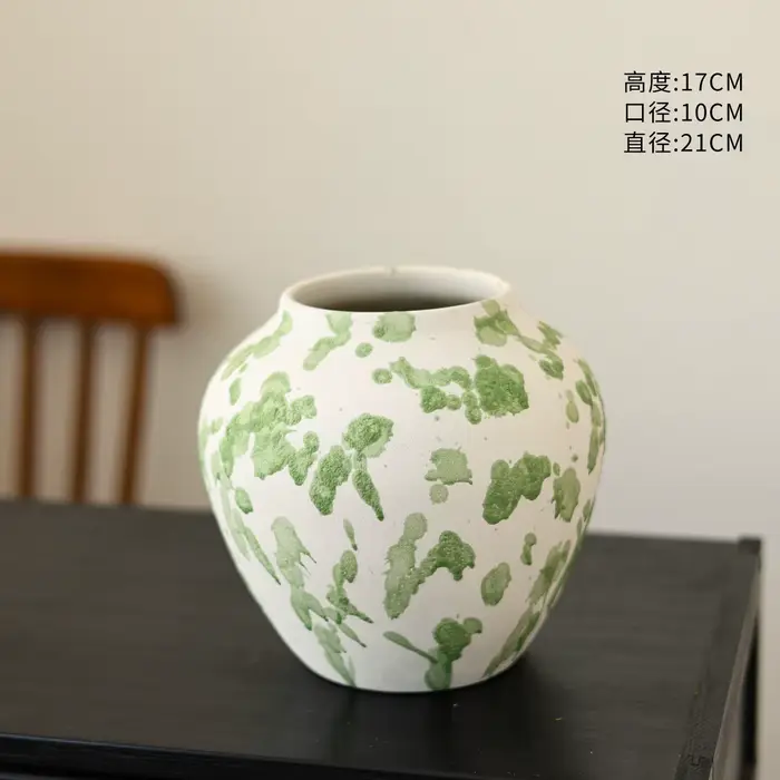 Vase en céramique de style chinois, pot en terre cuite vintage pour plantes, décoration de maison mo