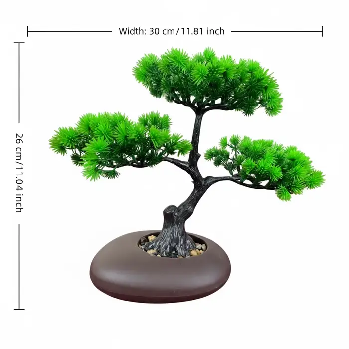 Bonsaï artificiel – Faux pin réaliste dans un Pot décoratif, Mini paysage de bureau pour la décorati