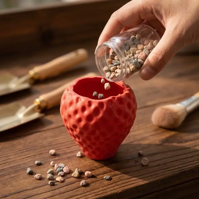 Pot de fleurs amusant imprimé en 3D en forme de fraise