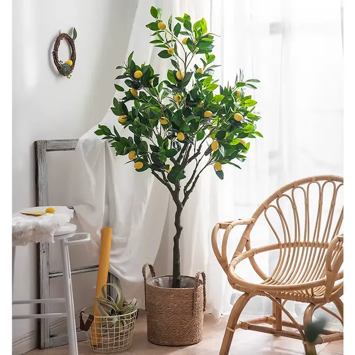 Bonsaï ornemental en plastique, plante de fausse fruits décorative pour la maison, citron artificiel