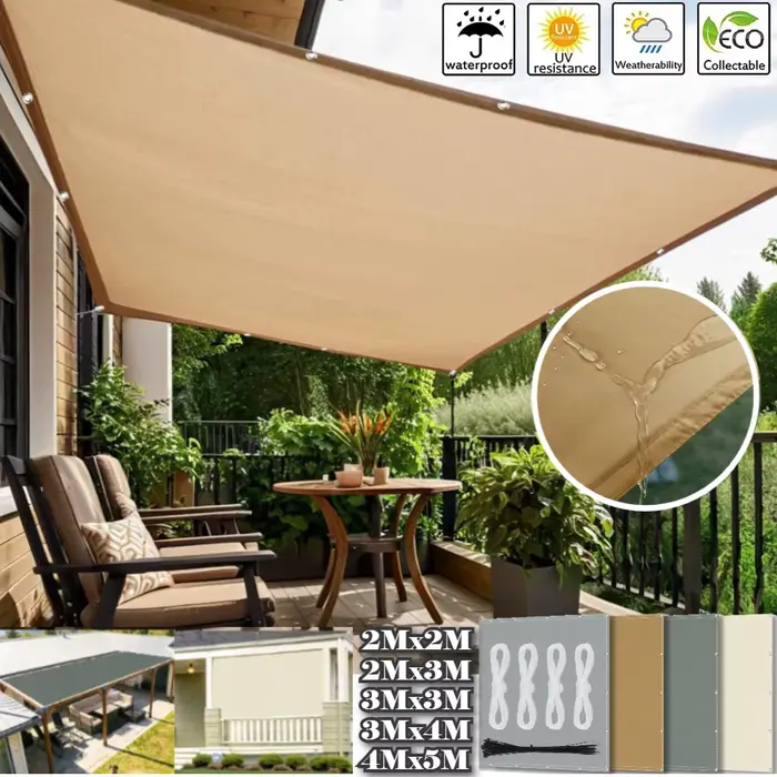 Toile d'ombrage avec œillets pour pergola, bâche en maille, écran solaire pour patio, jardin extérie