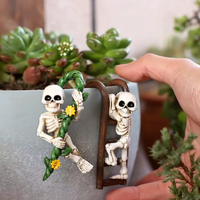 Pot Huggers Ensemble de 2 squelettes décoratifs pour jardinières