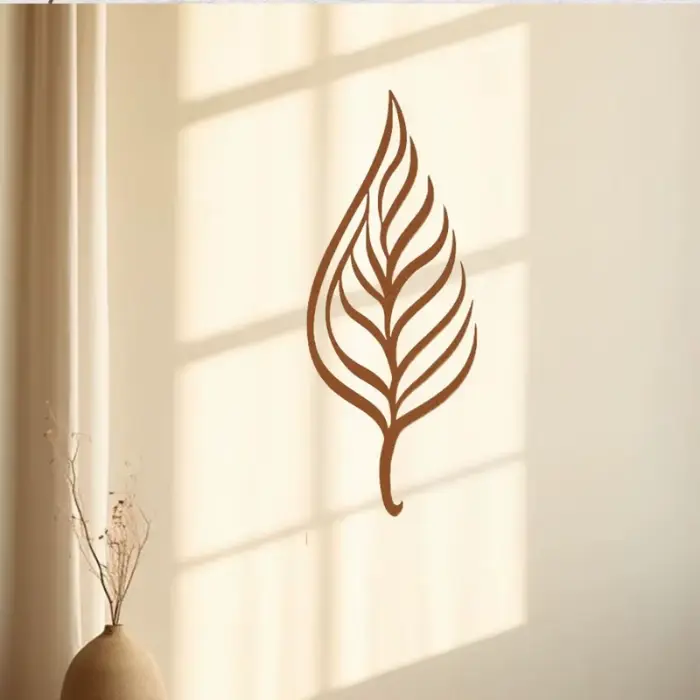 Piquet de jardin en métal rouillé en forme de feuilles de fougère, décoration artistique pour l'exté