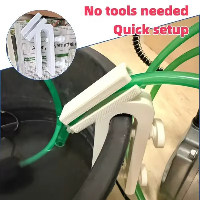 Support de tuyau d'arrosage avec clip de fixation efficace pour un rangement sécurisé du tuyau sur le rebord du seau en jardinage domestique