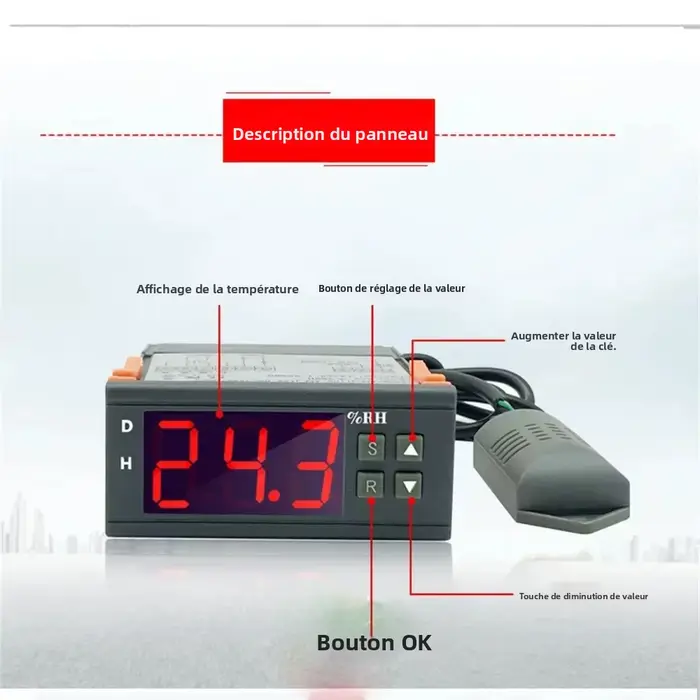 Contrôleur d'humidité numérique ZFX-13001, contrôle automatique de l'humidité, capteur d'humidité intelligent haute précision