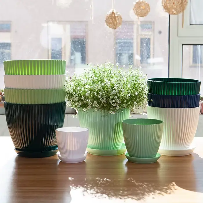 Pot de fleur rond jardinières succulentes Pot de plante avec plateau bureau balcon maison jardin déc