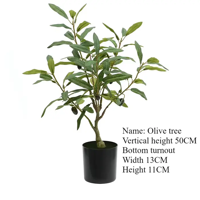 Grande plante artificielle d'olivier faux olive avec bassin 60 Cm à 210 Cm arbre en soie tropicale p