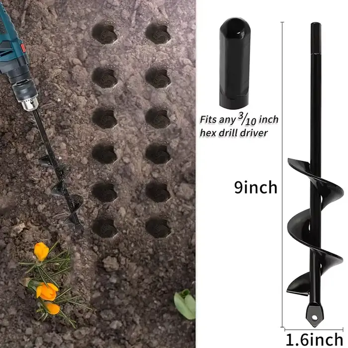 Tarière spirale pour jardinage – Perceuse manuelle ou électrique pour la plantation de fleurs et de 