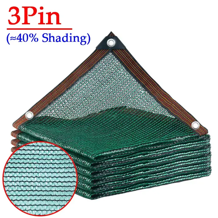 Filet d'ombrage de jardin à 3 broches, vert foncé, 40%, filet d'ombrage agricole, couverture de pare