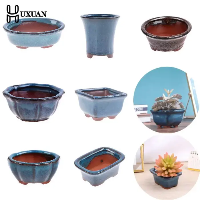 Pots à bonsaï de style chinois, pots à bonsaï en grès respirant avec trous, pot de fleurs d'entraîne