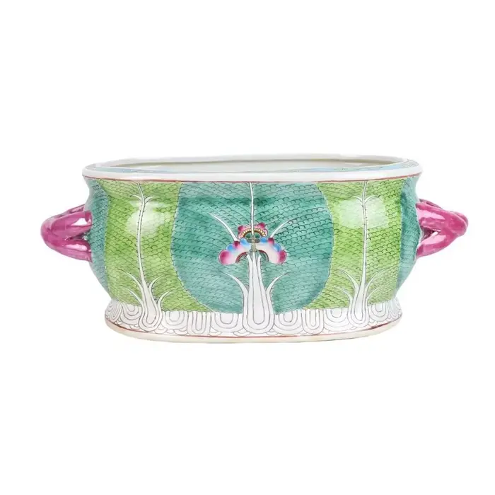 Pot à fleurs ovale en porcelaine chinoise antique