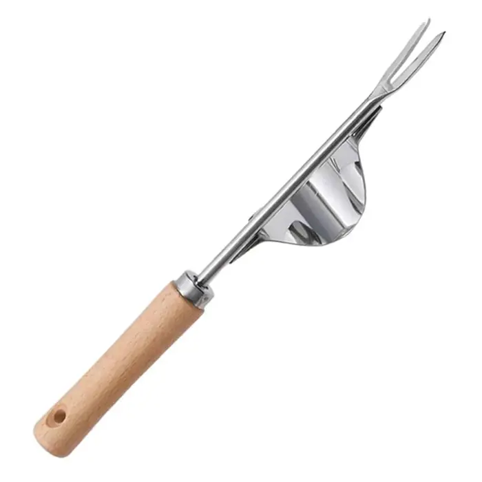 Désherbeur manuel avec fourche en forme de V, désherbeur de pelouse de jardin à long manche, extract