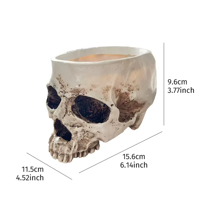 1 pièce, décoration d'halloween, pot de fleur décoratif de tête de crâne de simulation d'art d'horre