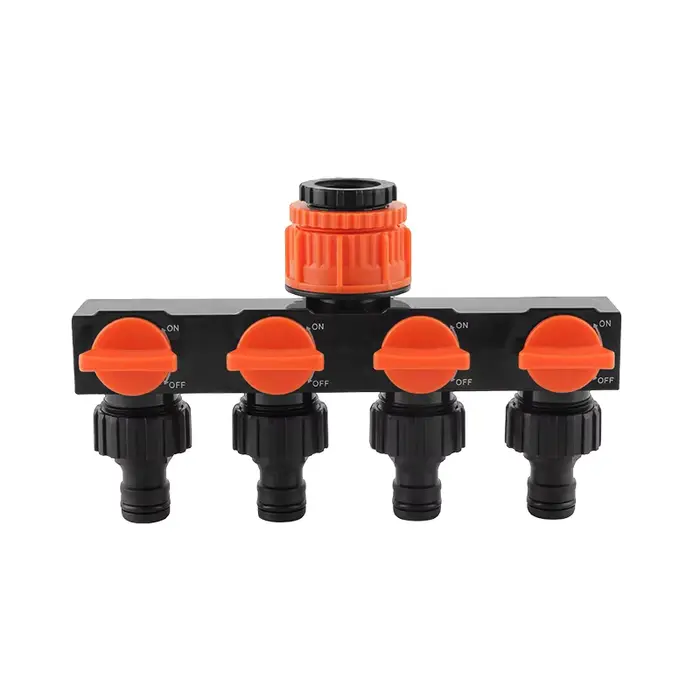 Distributeur de tuyau d'arrosage 4 voies, connecteur de robinet, 4 interrupteurs indépendants pour l