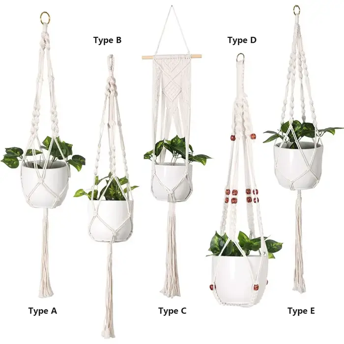 Panier suspendu pour plantes de jardin, corde en coton, panier de fleurs, Pot de jardinière, Pot en 