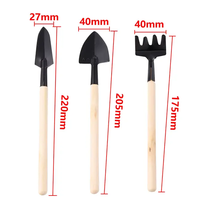 3 pièces/ensemble Mini ensemble d'outils de jardin pour plantes de jardin Pot de fleur pelle râteau 