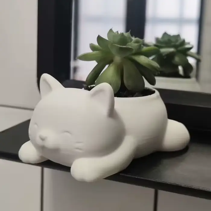 Mini pot de fleurs en céramique en forme de chat