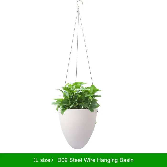Nouveau bassin suspendu en forme d'œuf blanc Pots de fleurs Pot de fleurs paresseux fil d'acier et c