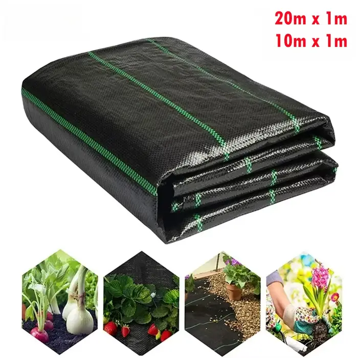 Tissu Anti-herbe agricole PE 10M/20M, tapis de barrière contre les mauvaises herbes orientés à la fe