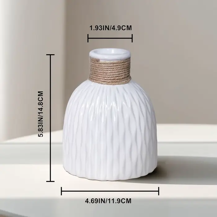 Vase en céramique bleu pour fleurs, petit vase moderne de 6 pouces pour la décoration de la maison, 