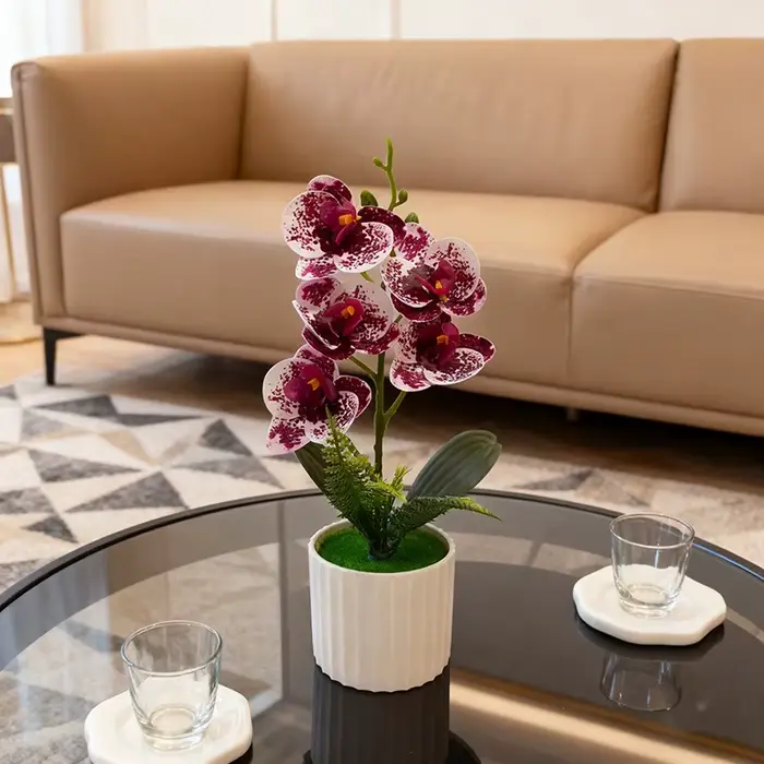 Pot vertical avec 5 orchidées papillon, décoration de mariage en pot, conception de scène, simulatio