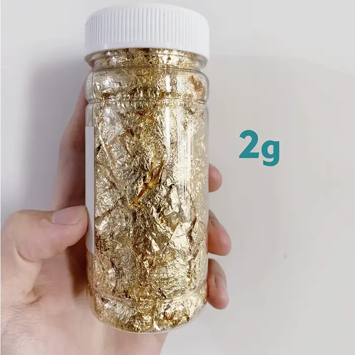 2g Matériau de texture pour poterie, feuille d'or et poudre d'or pour décoration, remplace l'aquarel