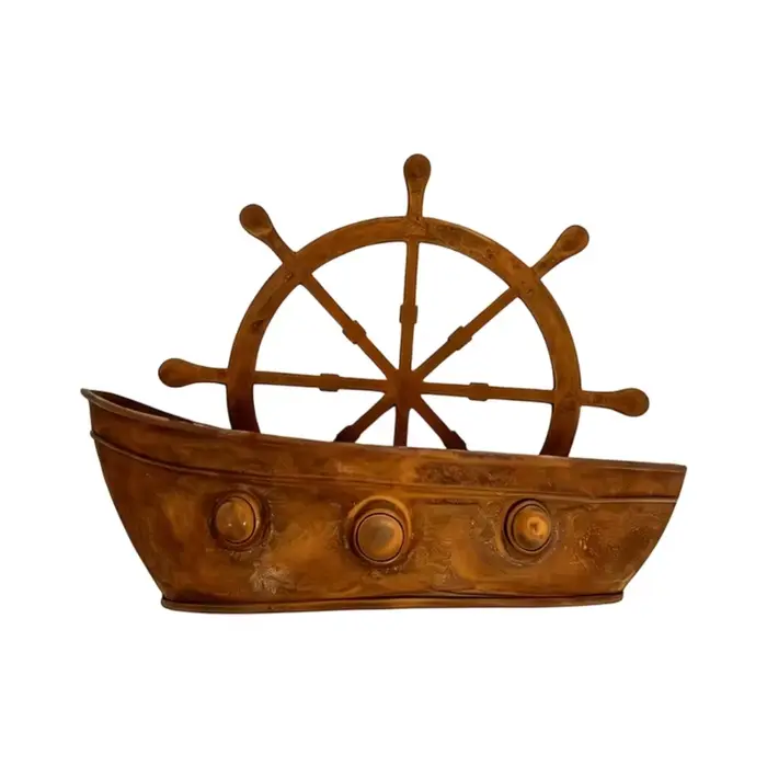 Pot fleur bateau en métal avec roue bateau, 22x17 pour Table, balcon, jardin, support fleurs en fer 