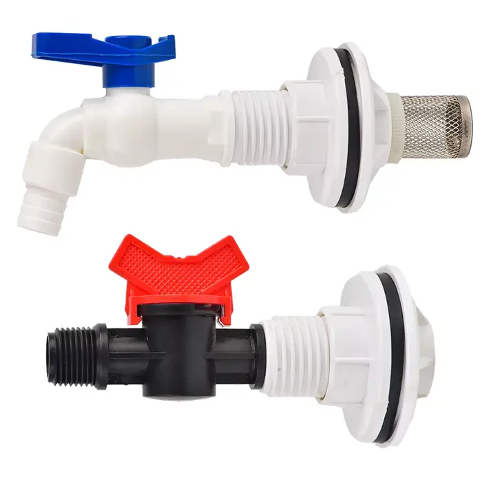 Robinet de robinet de 1/2 pouces, raccord de cloison pour baril d'eau, réservoir d'eau, barils de pl